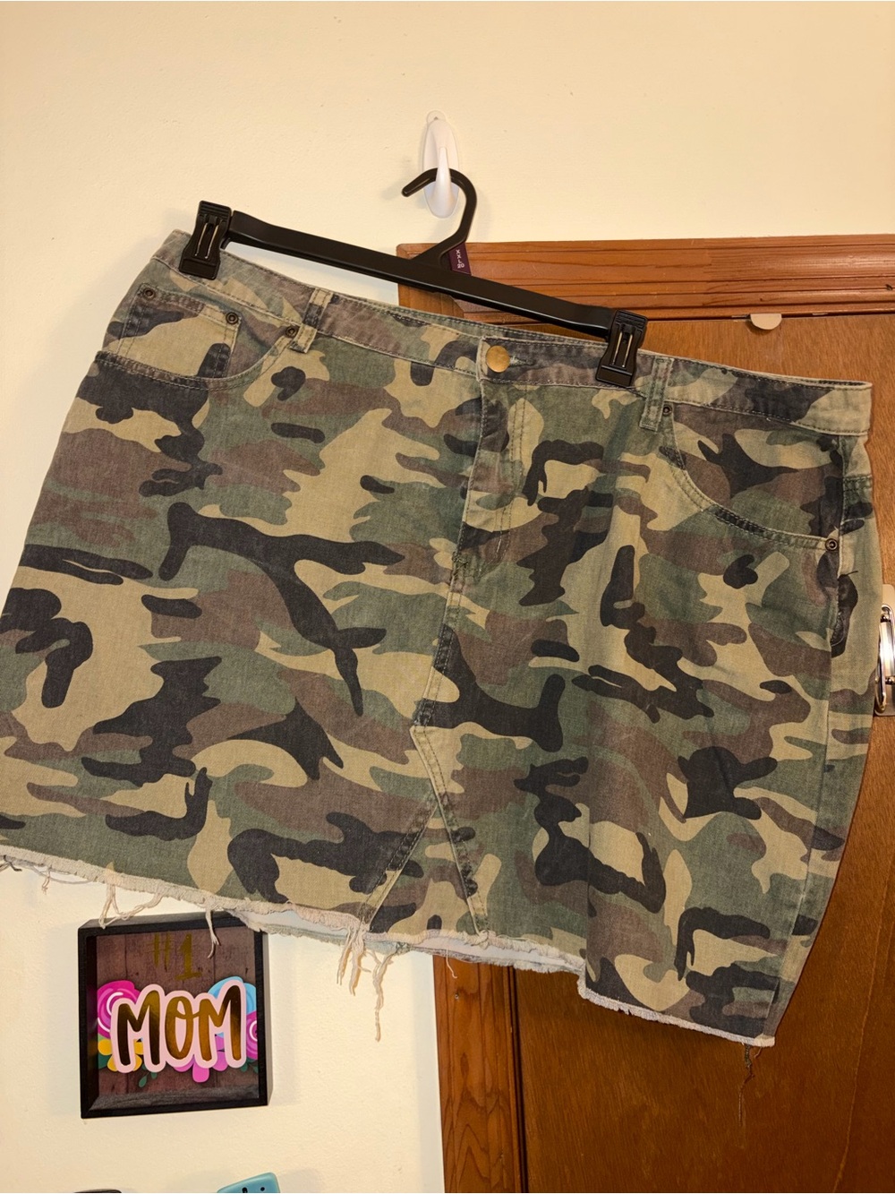 Boohoo Green Camo Denim Mini Skirt-Shorts